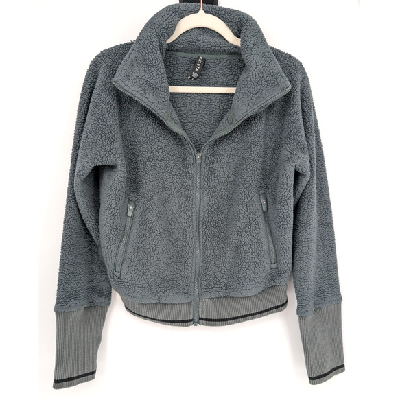 Athleta Tugga Sherpa Fleece Crop Jacket Bali Green Athleisure Outdoor Size Small - Picture 4 of 14